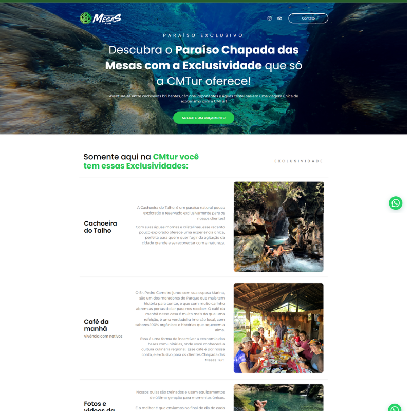 Site da Chapada das Mesas Tur - Exemplo Real