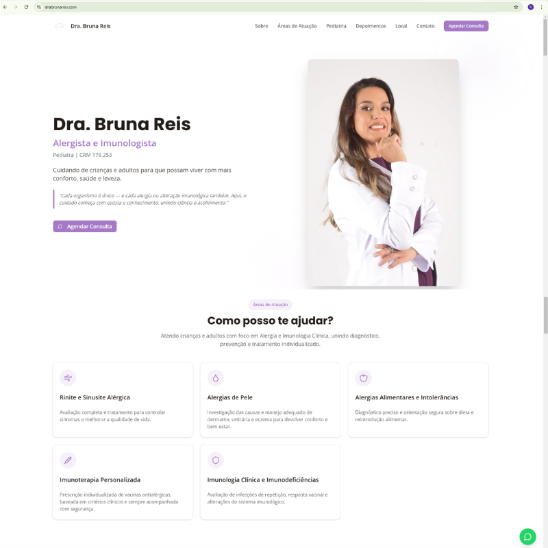 Site profissional da Dra. Bruna Reis - Alergista e Imunologista